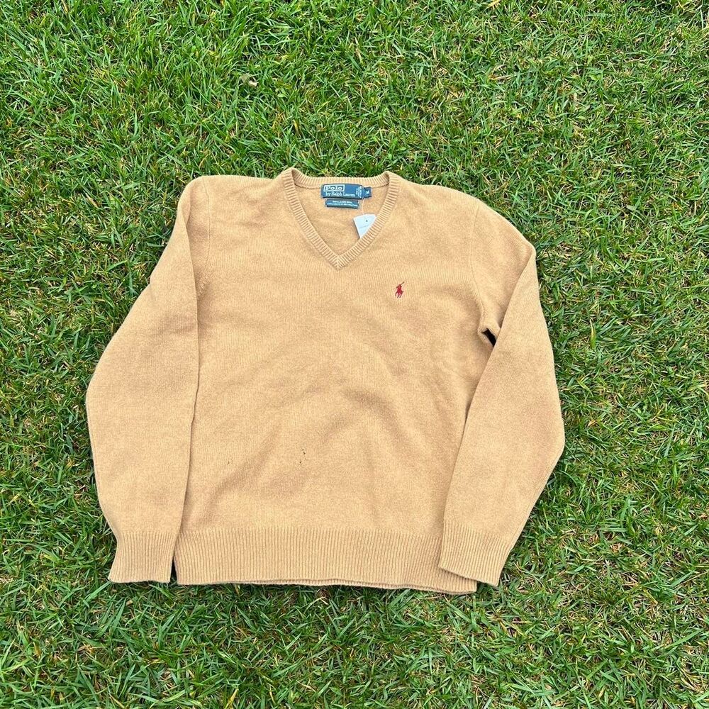NWT polo ralph lauren lambswool y2k v neck sweater men’s size M